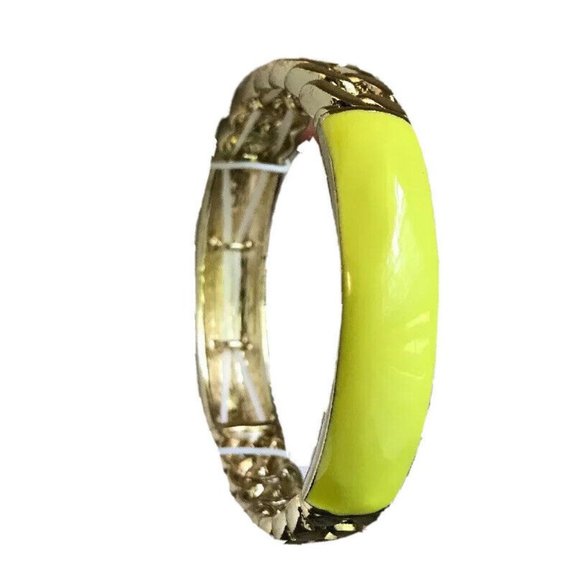 Metallic Yellow And Gold Colored Stretch Bracelet Fashion Leader Ladies Jewelry - Picture 1 of 5